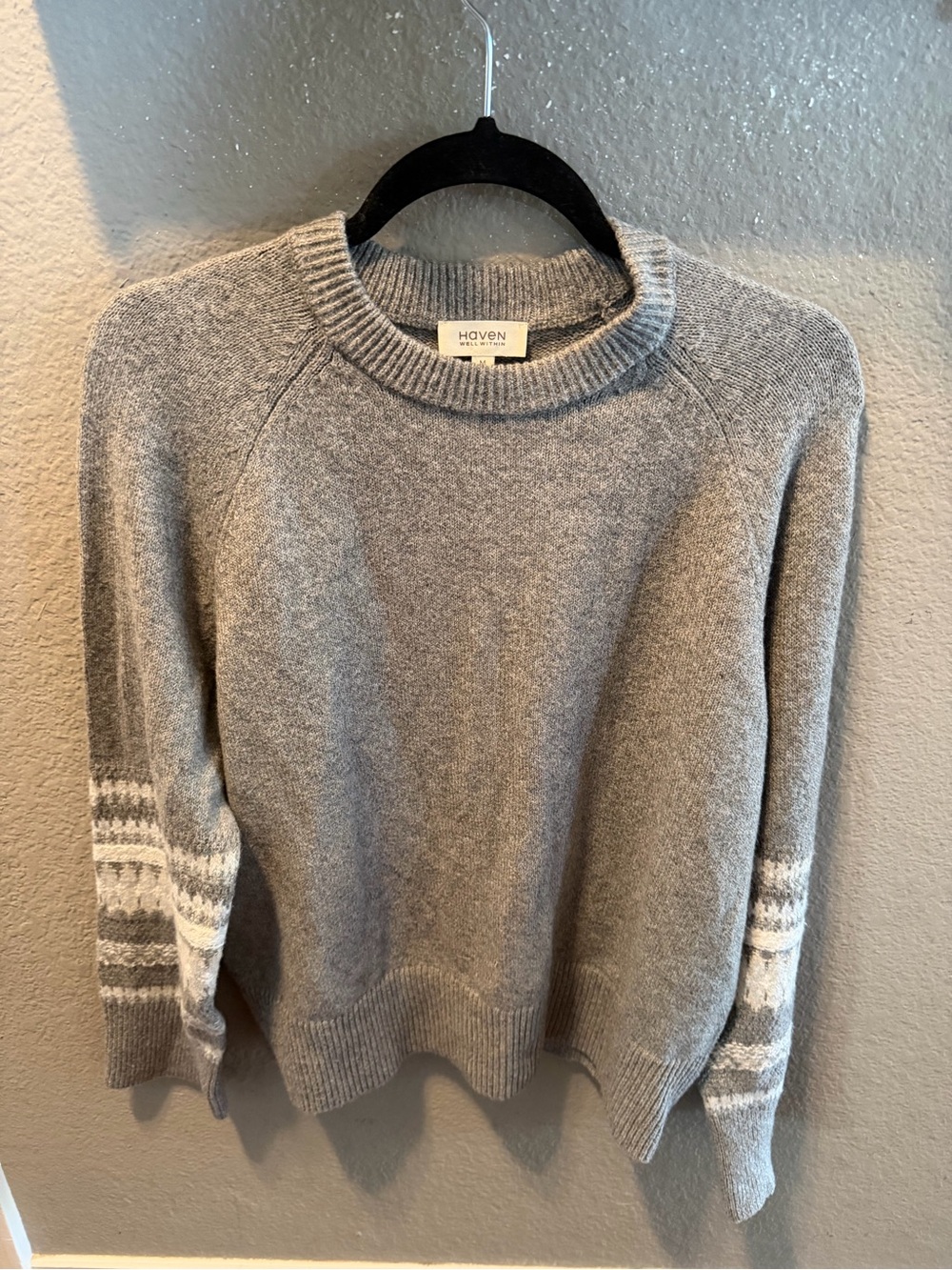Haven Well Within M Gray Fair Isle Organic Cotton Crewneck Sweater